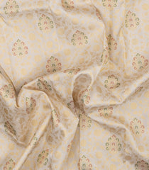 Off White Handloom Korvai Kanchipuram Silk Saree With Meena Floral Motifs-KA16560