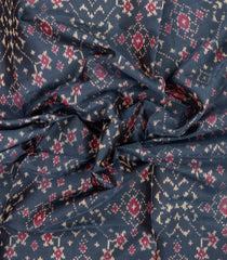 Grey Handloom Rajkot Patola Silk Saree With Ikat Motifs & Zari Border-IK0459
