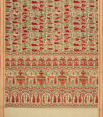 Taupe Printed Silk Saree With Multi Colour Forest Motifs-PS0962