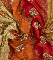 Multi Colour Printed Silk Saree With Floral Motifs-PS0964