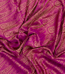 Peach Printed Silk Saree With Paisley Motifs & Contrast Border-PS0966