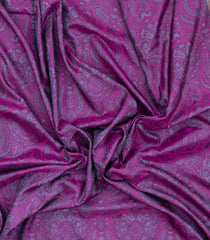 Magenta Printed Silk Saree With Paisley Motifs & Contrast Border-PS0970