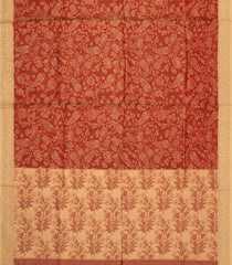 Red Printed Silk Saree With Paisley Motifs & Contrast Border-PS0972