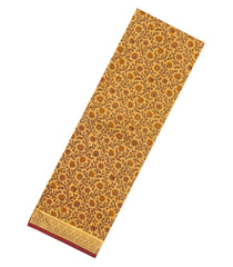 Sandal Printed Silk Saree With Floral Motifs & Zari Border-PS0959