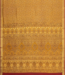 Sandal Printed Silk Saree With Floral Motifs & Zari Border-PS0959