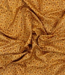 Sandal Printed Silk Saree With Floral Motifs & Zari Border-PS0959