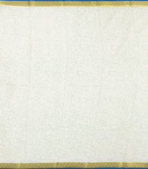 White Printed Silk Saree With Floral Motifs & Zari Border-PS0963