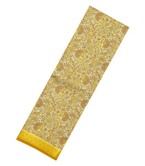 Yellow Printed Silk Saree With Floral Motifs & Zari Border-PS0967