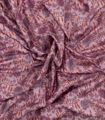 Baby Pink Printed Silk Saree With Floral Motifs & Zari Border-PS0971