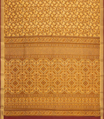 Sandal Printed Silk Saree With Floral Motifs & Zari Border-PS0974