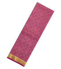 Peach Printed Silk Saree With Floral Motifs & Zari Border-PS0978