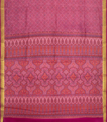 Peach Printed Silk Saree With Floral Motifs & Zari Border-PS0978