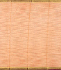 Light Peach Printed Silk Saree With Floral Motifs & Zari Border-PS0979