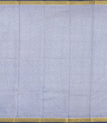 Grey Printed Silk Saree With Floral Motifs & Zari Border-PS0983
