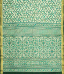 Light Green Printed Silk Saree With Floral Motifs & Zari Border-PS0984