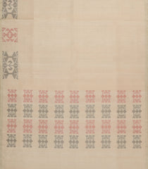 Cream Handloom Soft Tussar Silk Saree With Stripes-TU3852