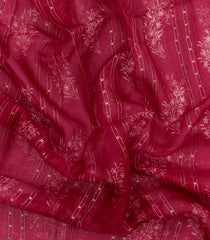 Magenta Printed Organza Silk Saree With Embroidery Stripes-KS1179