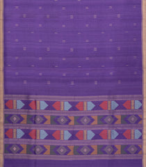 Purple Handloom Soft Tussar Silk Saree With Geometric Buttas-TU3854