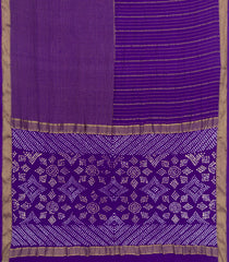 Purple Woven Mysore Crepe Silk Saree With Stripes & Bandhani Pallu-MS3886