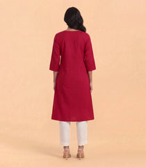 Deep Red Casual Kurta-KR0888