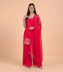 Crimson Red Sharara Set-RC5677