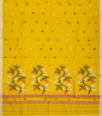 Mustard Handwoven Dhakai Cotton Saree With Buttas-Mustard