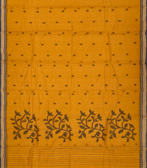 Oil Mustard Handwoven Dhakai Cotton Saree With Buttas-OIL MUSTARD