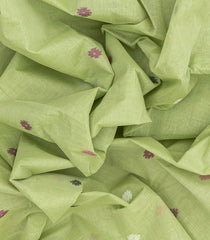 Cardamom Green Handloom Dhakai Cotton Saree With Buttas-Cardamom Green