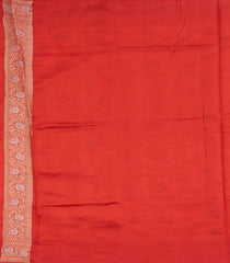 Cream Woven Dupion Silk Saree With Floral Vine Motifs & Red Border-Cream