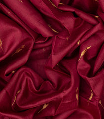 Crimson Handloom Dupion Silk Saree With Floral Motifs-Crimson