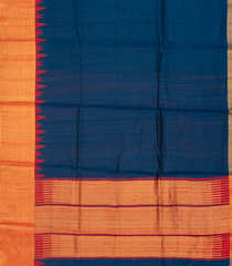 Blue Handloom Dupion Silk Saree With Red Border-Blue