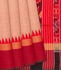 Dusty Pink Woven Dupion Silk Saree With Contrast Red Border-Dusty Pink