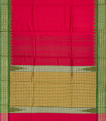 Red Woven Dupion Silk Saree With Green Border-Red