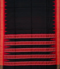 Black Woven Dupion Silk Saree With Red Border-Black