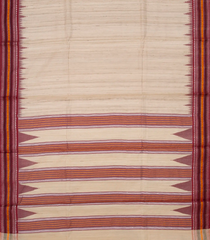 Cream Woven Dupion Silk Saree With Maroon Border-Cream