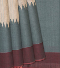 Grey Woven Dupion Silk Saree With Rising Border-Grey