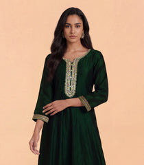 Dark Green & Gold Festive Anarkali Set-RC678