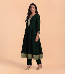 Dark Green & Gold Festive Anarkali Set-RC678