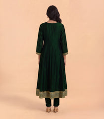 Dark Green & Gold Festive Anarkali Set-RC678