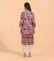 Dark Red & White Printed Kurta-RC5732