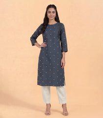 Deep gray polka dot kurta-RC5736