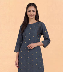Deep gray polka dot kurta-RC5736