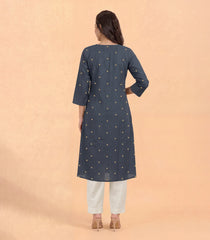 Deep gray polka dot kurta-RC5736
