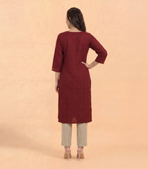 Deep red embroidered kurta-RC5737
