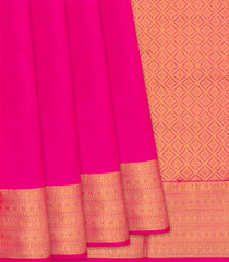 Hot Pink Silk Saree With Plain Body & Zari Border-Hot Pink