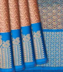 Brown Woven Silk Saree With Spiral Motifs-Brown