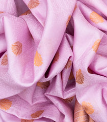 Baby Pink Silk Saree With Floral Motifs & Peacock Buttas-Baby Pink