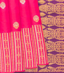 Pink Silk Saree With Floral Zari Buttas & Contrast Pallu-Pink