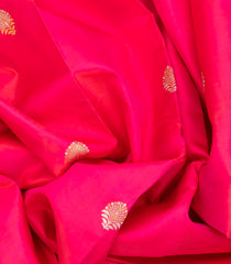 Pink Silk Saree With Floral Zari Buttas & Contrast Pallu-Pink