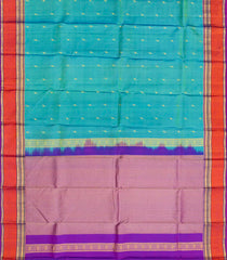 Cyan Silk Saree With Zari Buttas & Contrast Border-Cyan